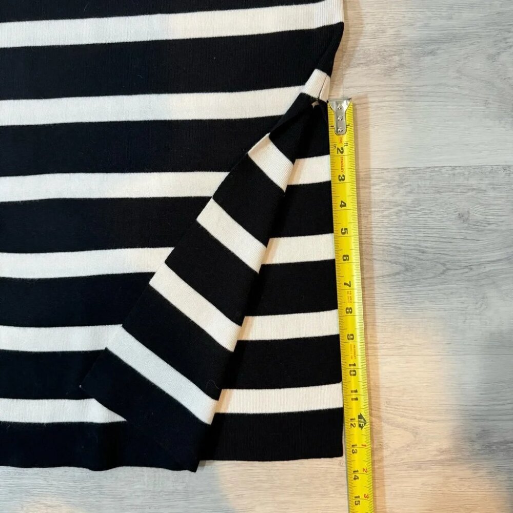 Revamped Wide Striped Black and White Fitted Midi Dress - Picture 12 of 15